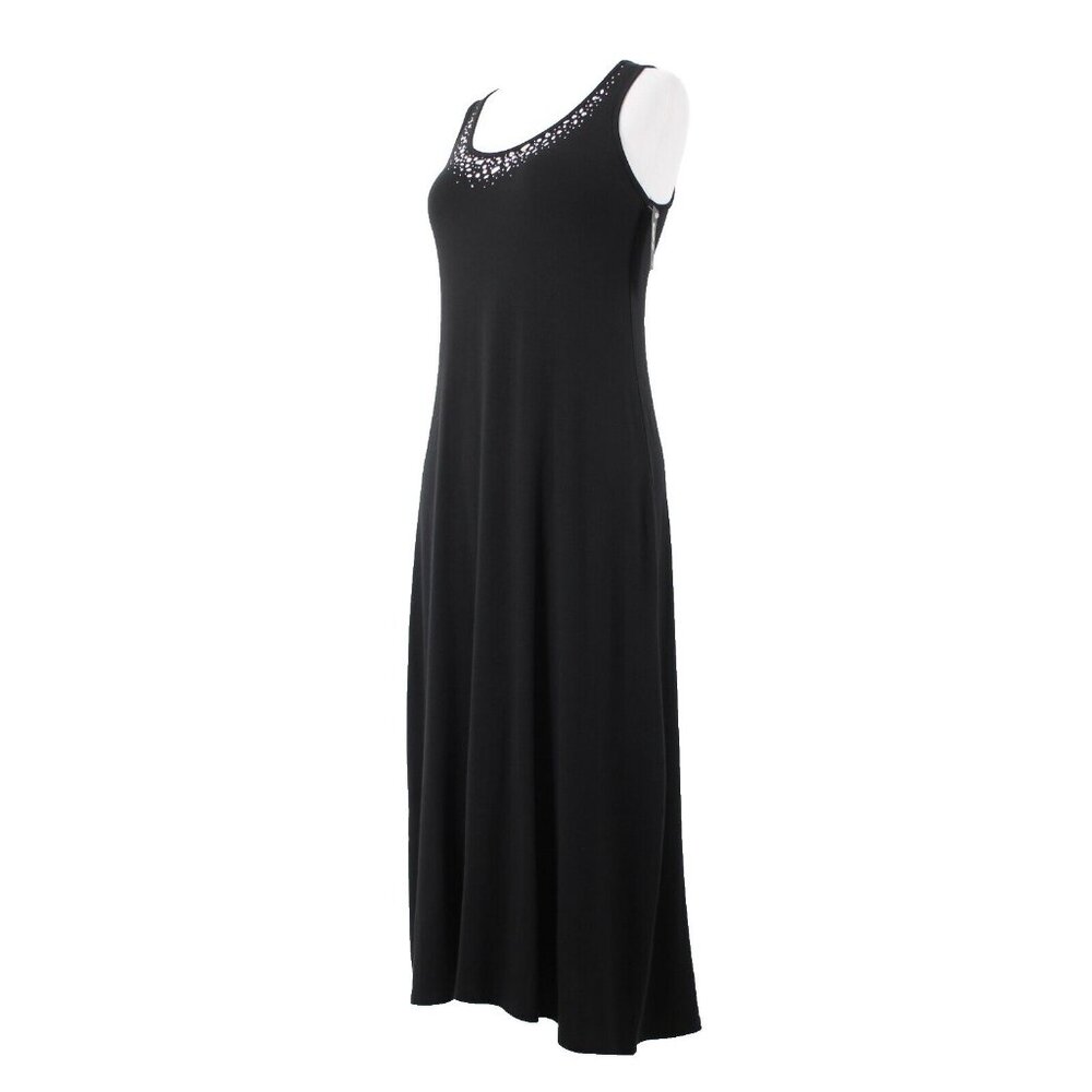 Christine Alexander $124 Sz S Black Silver Rhinestones Viscose Spandex Dress